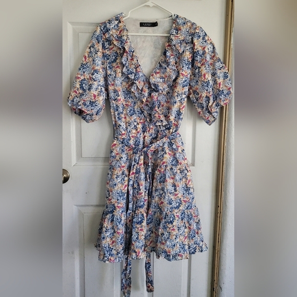 Ralph Lauren Black Label Prairie All Over Floral Print Midi Dress Womans Size 16 - Picture 2 of 10